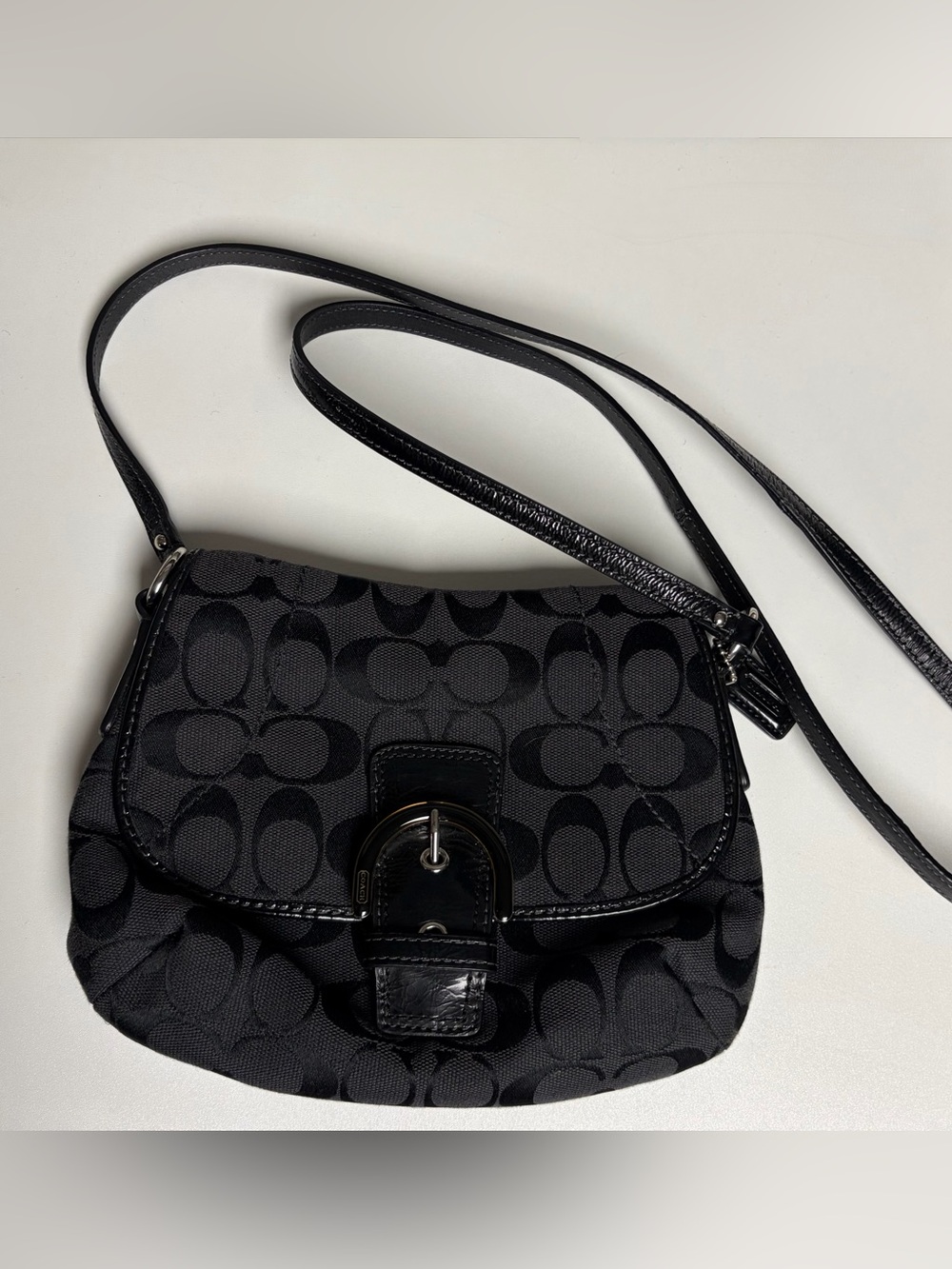 Vintage Coach Set Y2K Soho Signature Crossbody Bag & Wallet - Black/Charcoal